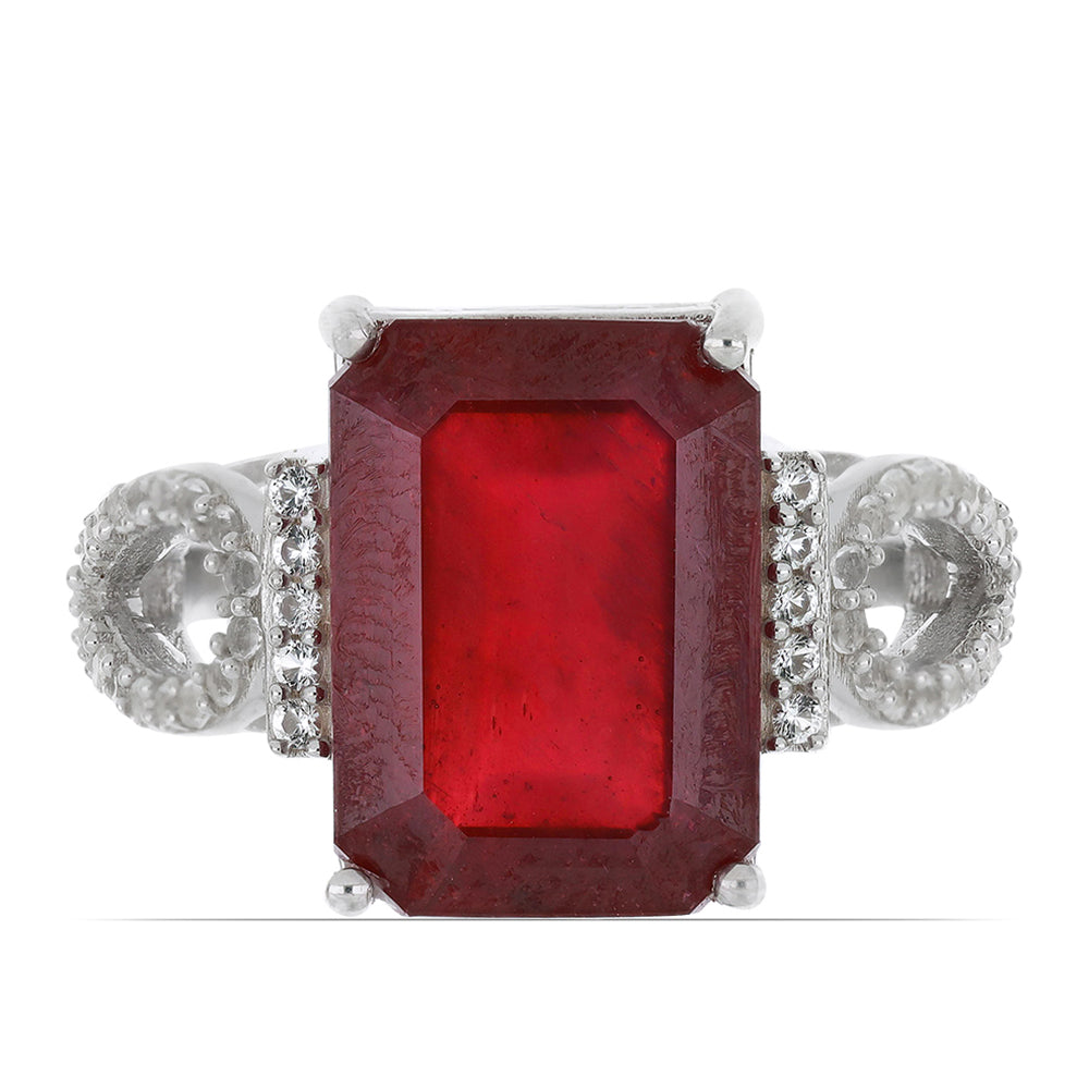 Inel din Argint 925 ( 3.97 grame ) cu Rubin Malagasy și Topaz Alb 10.81 Carate 1 