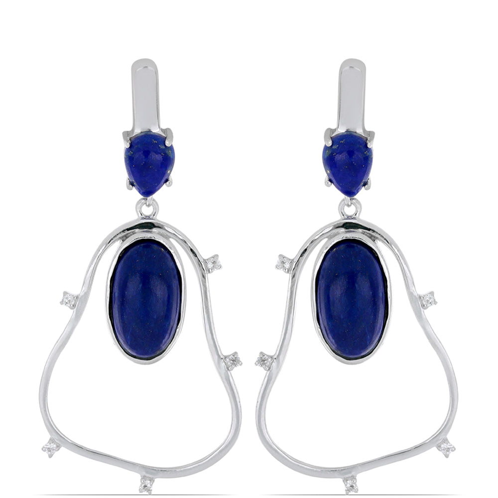 Cercei din Argint 925 ( 7.77 grame ) cu Lapis Lazuli Badakhshan și Topaz Alb 10.51 Carate