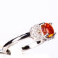 Inel din Argint 925 ( 2.7 grame ) cu Opal Etiopian Lega Dembi Portocaliu și Topaz Alb 0.66 Carate