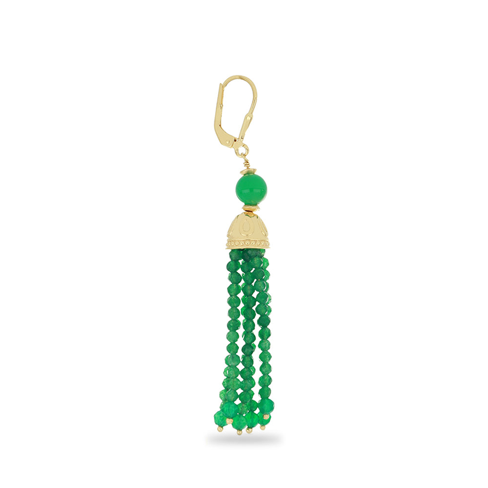 Cercei din Argint 925 Placat cu Aur ( 5.38 grame ) cu Agat Verde 17.88 Carate 2 