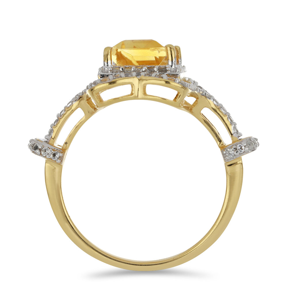 Inel din Argint 925 Placat cu Aur ( 5.33 grame ) cu Citrin Ural și Topaz Alb 4.44 Carate 2 