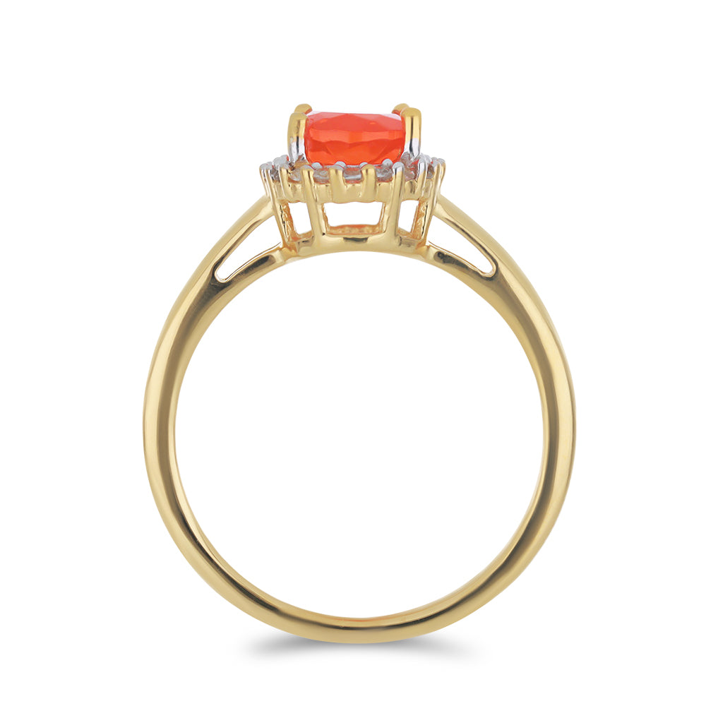 Inel din Argint 925 Placat cu Aur ( 2.44 grame ) cu Opal Etiopian Lega Dembi Portocaliu și Topaz Alb 0.89 Carate 2 