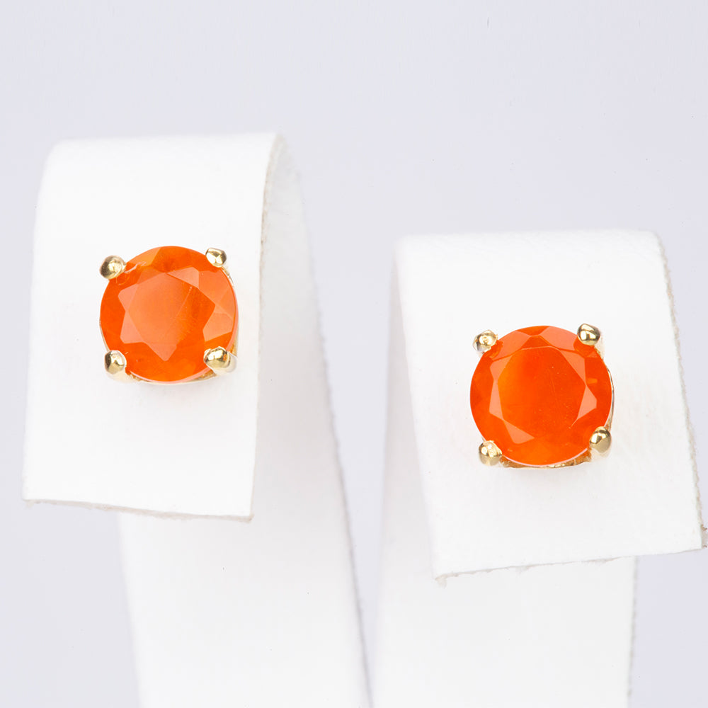 Cercei din Argint 925 Placat cu Aur ( 1.41 grame ) cu Opal Etiopian Lega Dembi Portocaliu 1.03 Carate 3 