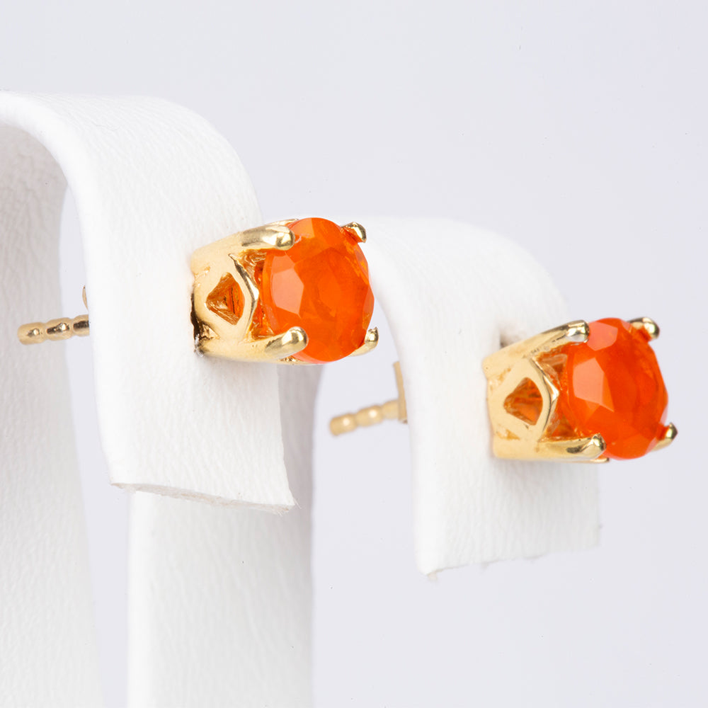 Cercei din Argint 925 Placat cu Aur ( 1.41 grame ) cu Opal Etiopian Lega Dembi Portocaliu 1.03 Carate 4 