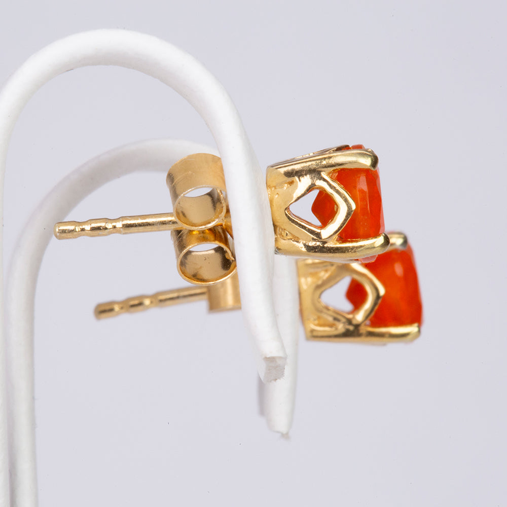 Cercei din Argint 925 Placat cu Aur ( 1.41 grame ) cu Opal Etiopian Lega Dembi Portocaliu 1.03 Carate 5 