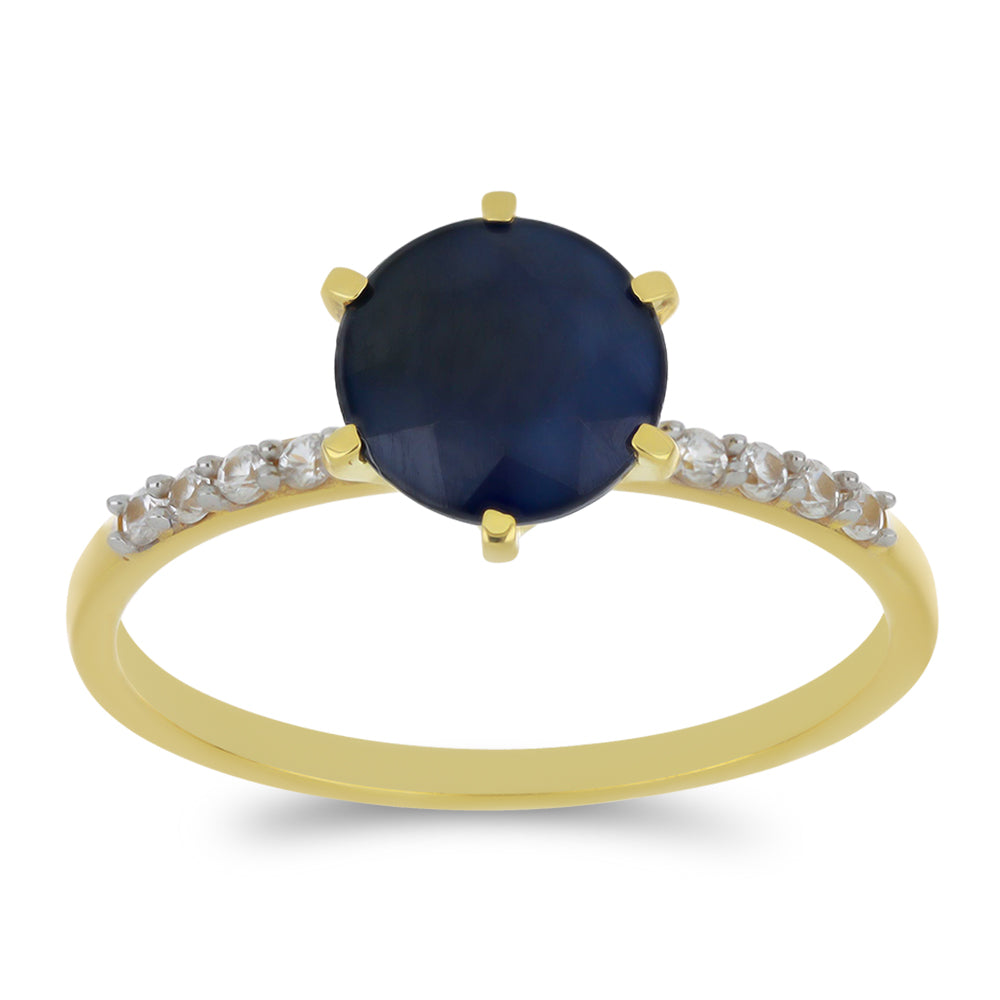 Inel din Aur de 9K ( 1.49 grame ) cu Safir Thailandez și Zircon Alb Natural 2.27 Carate 3 