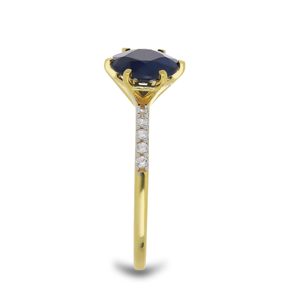 Inel din Aur de 9K ( 1.49 grame ) cu Safir Thailandez și Zircon Alb Natural 2.27 Carate 4 