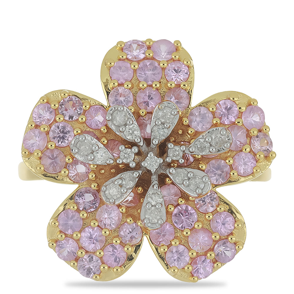 Inel din Aur de 9K ( 4.06 grame ) cu Safir Roz și Diamant Alb 1.95 Carate 1 