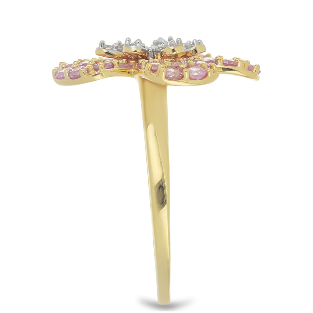 Inel din Aur de 9K ( 4.06 grame ) cu Safir Roz și Diamant Alb 1.95 Carate 4 