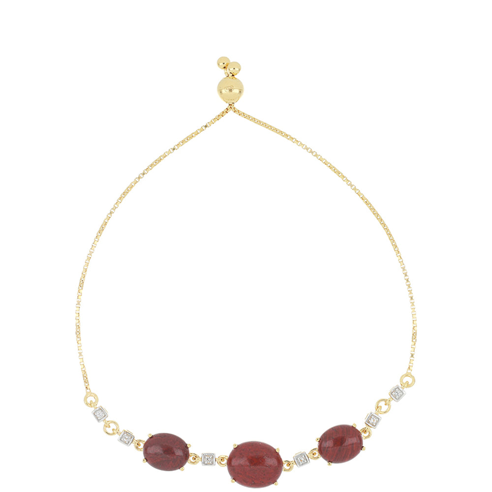 Brățară din Argint 925 Placat cu Aur ( 5.05 grame ) cu Jasp Roșu și Topaz Alb 9.45 Carate 1 