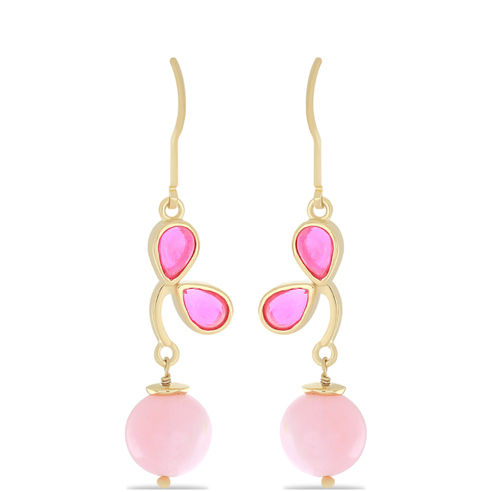 Cercei din Argint 925 Placat cu Aur ( 3.41 grame ) cu Opal Lega Dembi Roz și Opal Roz 11.57 Carate