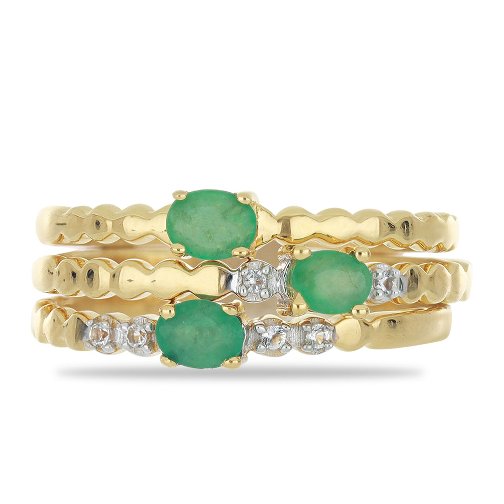 Set din Argint 925 Placat cu Aur ( 4.09 grame ) cu Smarald Brazilian și Topaz Alb 0.58 Carate