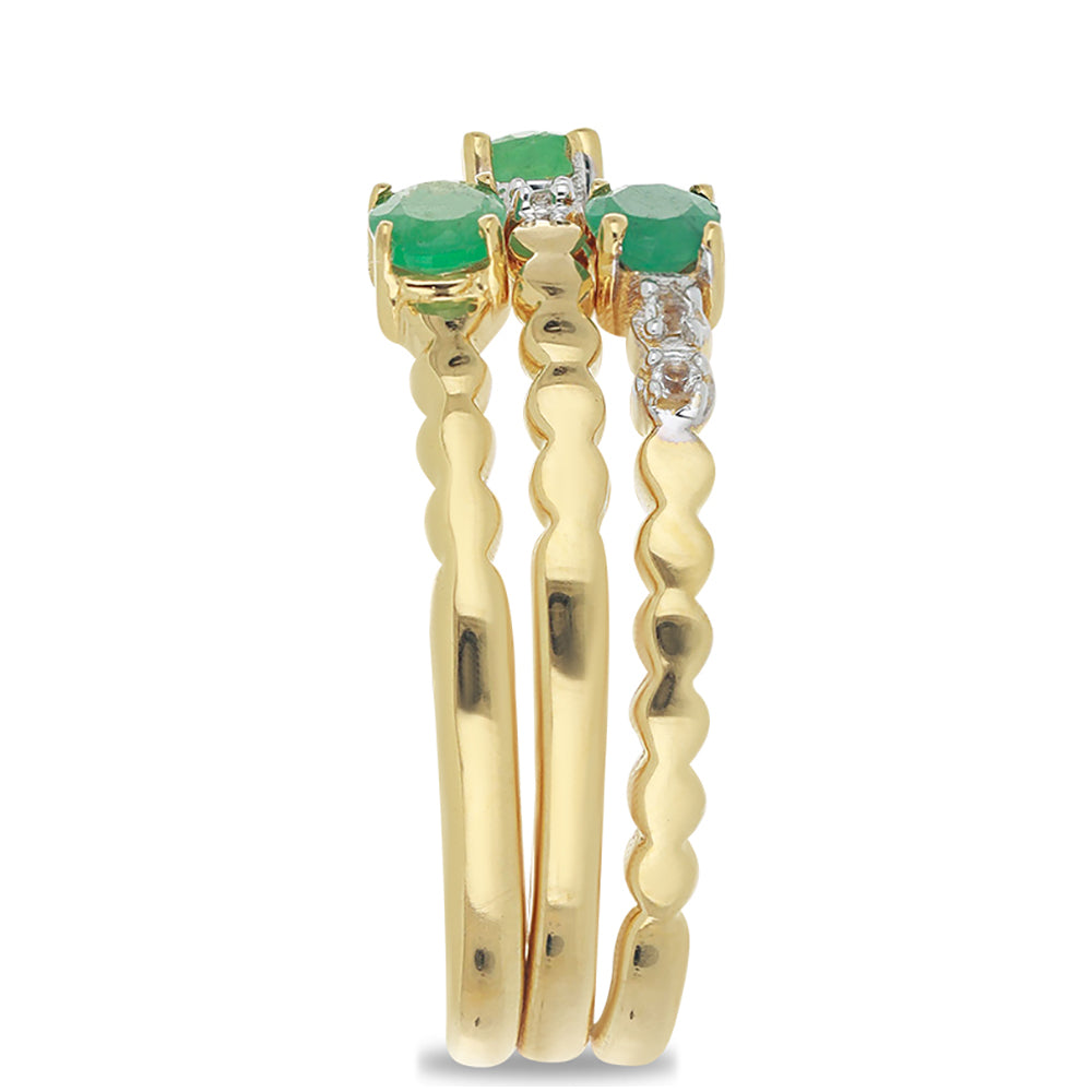 Set din Argint 925 Placat cu Aur ( 4.09 grame ) cu Smarald Brazilian și Topaz Alb 0.58 Carate