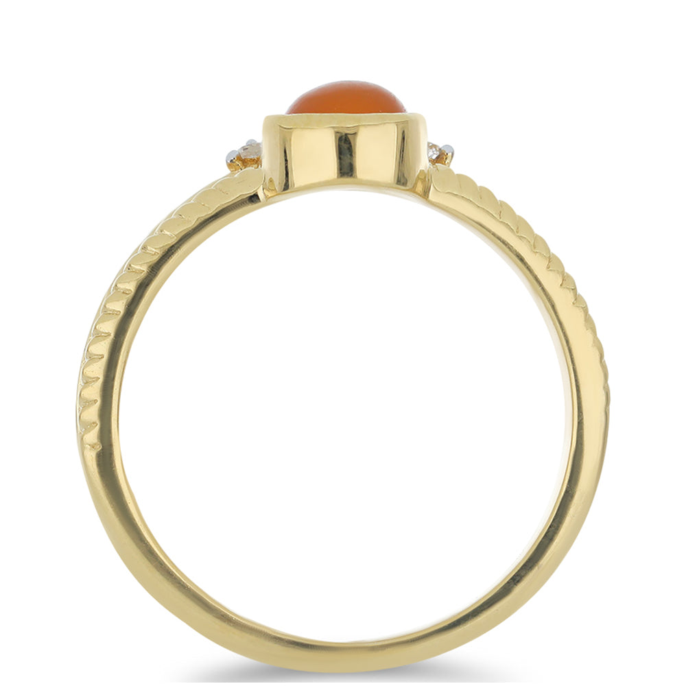 Inel din Argint 925 Placat cu Aur ( 2.67 grame ) cu Carneol Tagebau și Topaz Alb 0.69 Carate