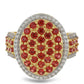 Inel din Aur de 9K ( 4.71 grame ) cu Safir Roșu Rosebery și Zircon Alb Natural 2.46 Carate