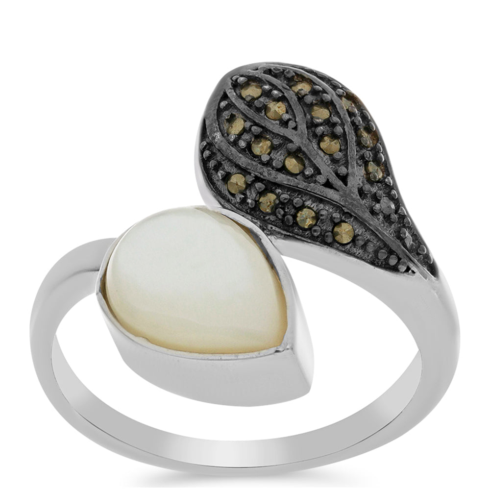 Inel din Argint 925 ( 5.41 grame ) cu Marcasit Austria și Sidef 3.34 Carate 3 