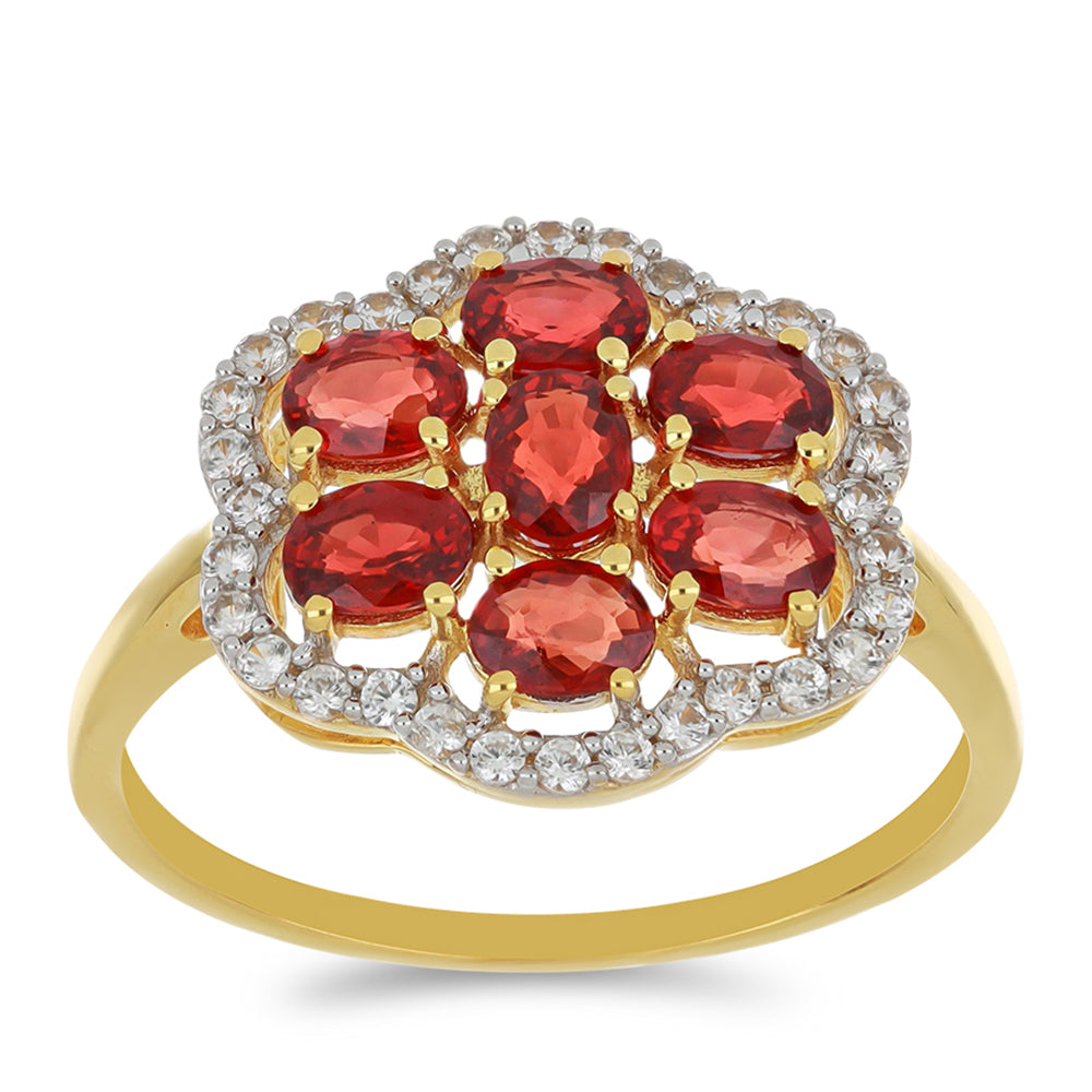 Inel din Aur de 9K ( 2.15 grame ) cu Safir Roșu Rosebery și Zircon Alb Natural 1.97 Carate 3 