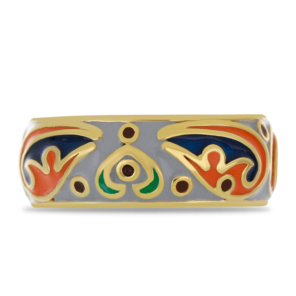 Inel din Argint 925 Placat cu Aur ( 5.21 grame ) cu Email 1 