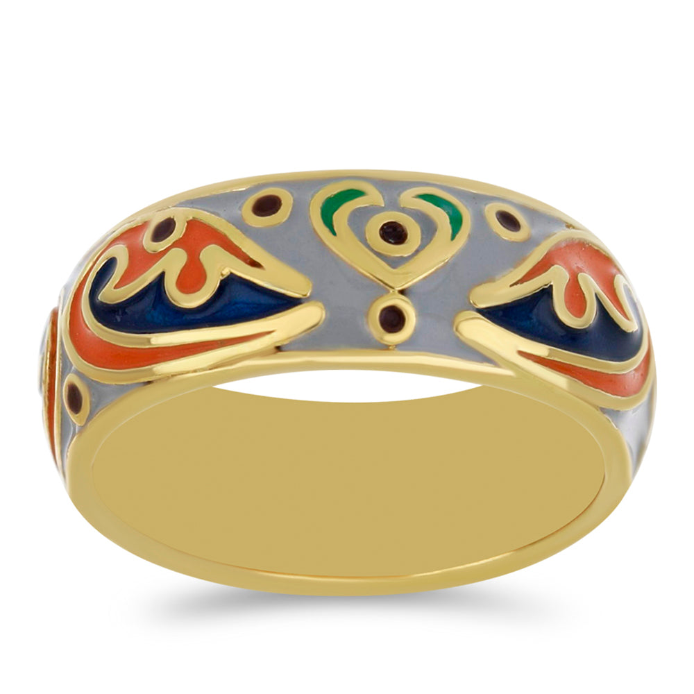 Inel din Argint 925 Placat cu Aur ( 5.21 grame ) cu Email 3 