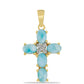 Cruce Pandantiv din Argint 925 Placat cu Aur ( 2.06 grame ) cu Larimar(Piatra delfinului) și Topaz Alb 3 Carate