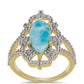 Inel din Argint 925 Placat cu Aur ( 4.09 grame ) cu Larimar(Piatra delfinului) și Topaz Alb 3.75 Carate