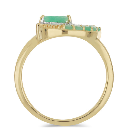 Inel din Argint 925 Placat cu Aur ( 2.85 grame ) cu Smarald Brazilian și Topaz Alb 0.53 Carate