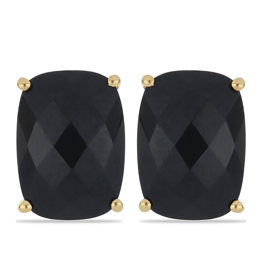 Cercei din Argint 925 Placat cu Aur ( 2.67 grame ) cu Spinel Negru Gorno Badakhshan 11.98 Carate