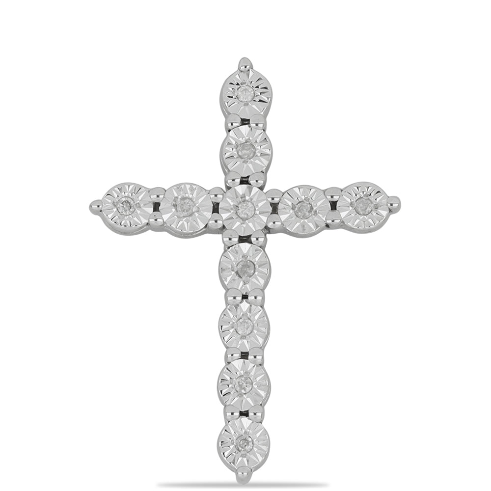 Cruce Pandantiv din Argint 925 ( 2.28 grame ) cu Diamant Alb 0.08 Carate
