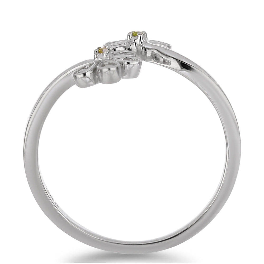 Inel din Argint 925 ( 2.31 grame ) cu Diamant Galben și Diamant Alb 0.05 Carate 2 