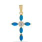 Cruce Pandantiv din Argint 925 Placat cu Aur ( 1.63 grame ) cu Opal Etiopian Lega Dembi Albastru și Topaz Alb 1.08 Carate