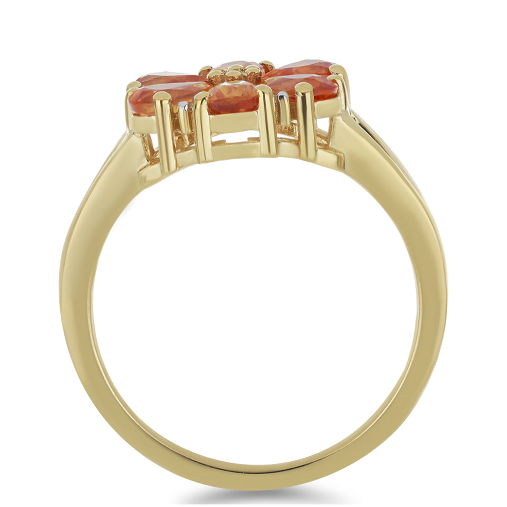 Inel din Aur de 9K ( 2.74 grame ) cu Safir portocaliu din Ceylon și Zircon Alb Natural 1.61 Carate 2 