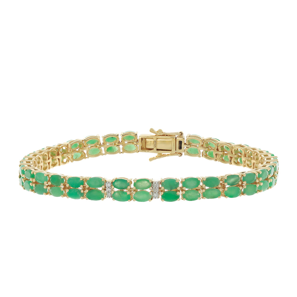 Brățară din Argint 925 Placat cu Aur ( 15.19 grame ) cu Smarald Brazilian și Diamant Alb 16.26 Carate 1 