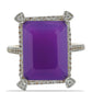 Inel din Argint 925 Placat cu Aur ( 4.35 grame ) cu Agat Violet și Topaz Alb 11.8 Carate