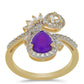 Inel din Argint 925 Placat cu Aur ( 2.99 grame ) cu Agat Violet și Topaz Alb 2.01 Carate