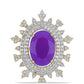 Inel din Argint 925 Placat cu Aur ( 5.02 grame ) cu Agat Violet și Topaz Alb 5.98 Carate