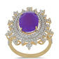 Inel din Argint 925 Placat cu Aur ( 5.02 grame ) cu Agat Violet și Topaz Alb 5.98 Carate