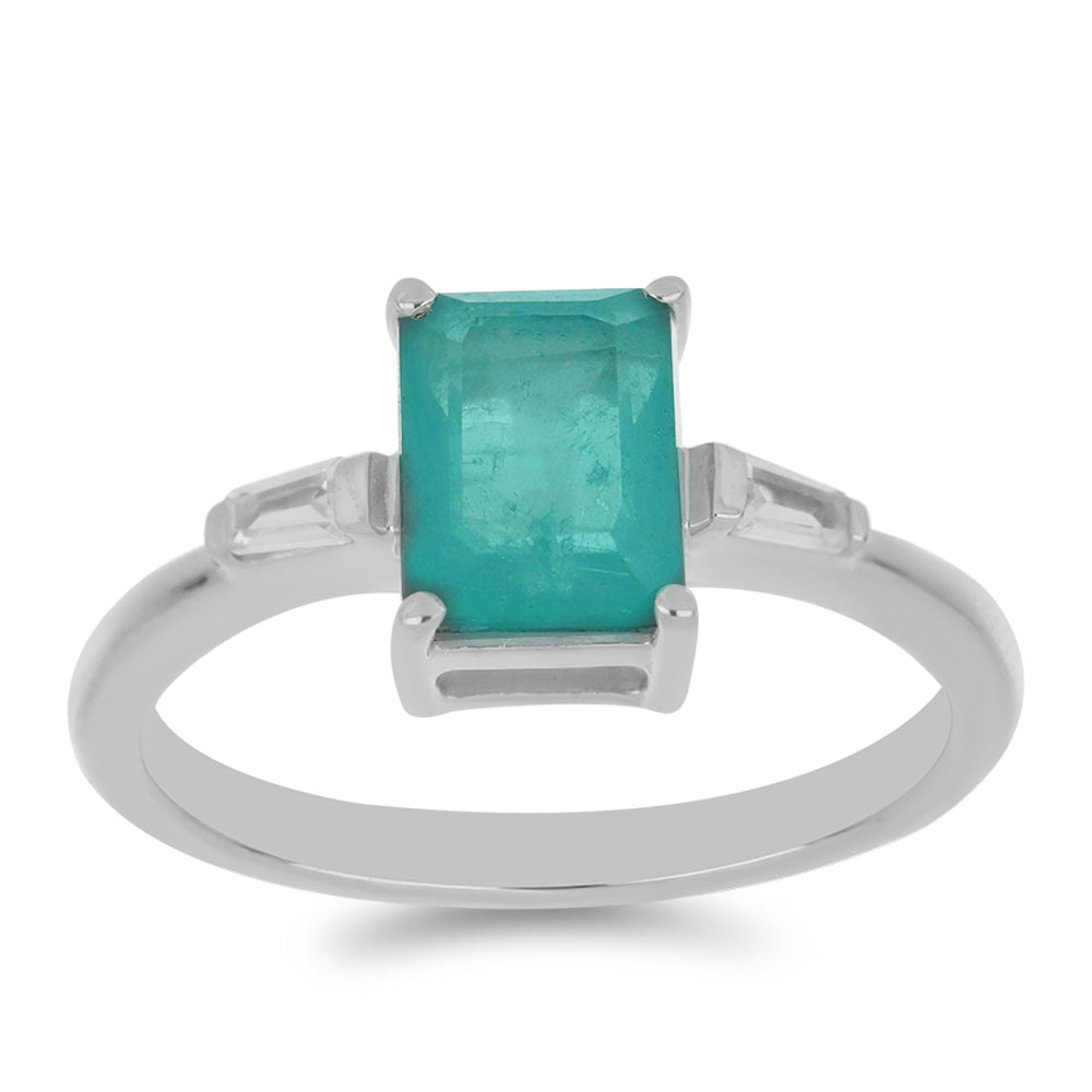 Inel din Argint 925 ( 2.34 grame ) cu Cuarț Paraiba și Zircon Alb 1.94 Carate