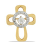 Cruce Pandantiv din Argint 925 Placat cu Aur ( 2.81 grame ) cu Diamant Dansator și Topaz Alb 0.19 Carate
