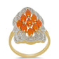 Inel din Argint 925 Placat cu Aur ( 5.98 grame ) cu Foc Opal Lega Dembi și Topaz Alb 1.73 Carate