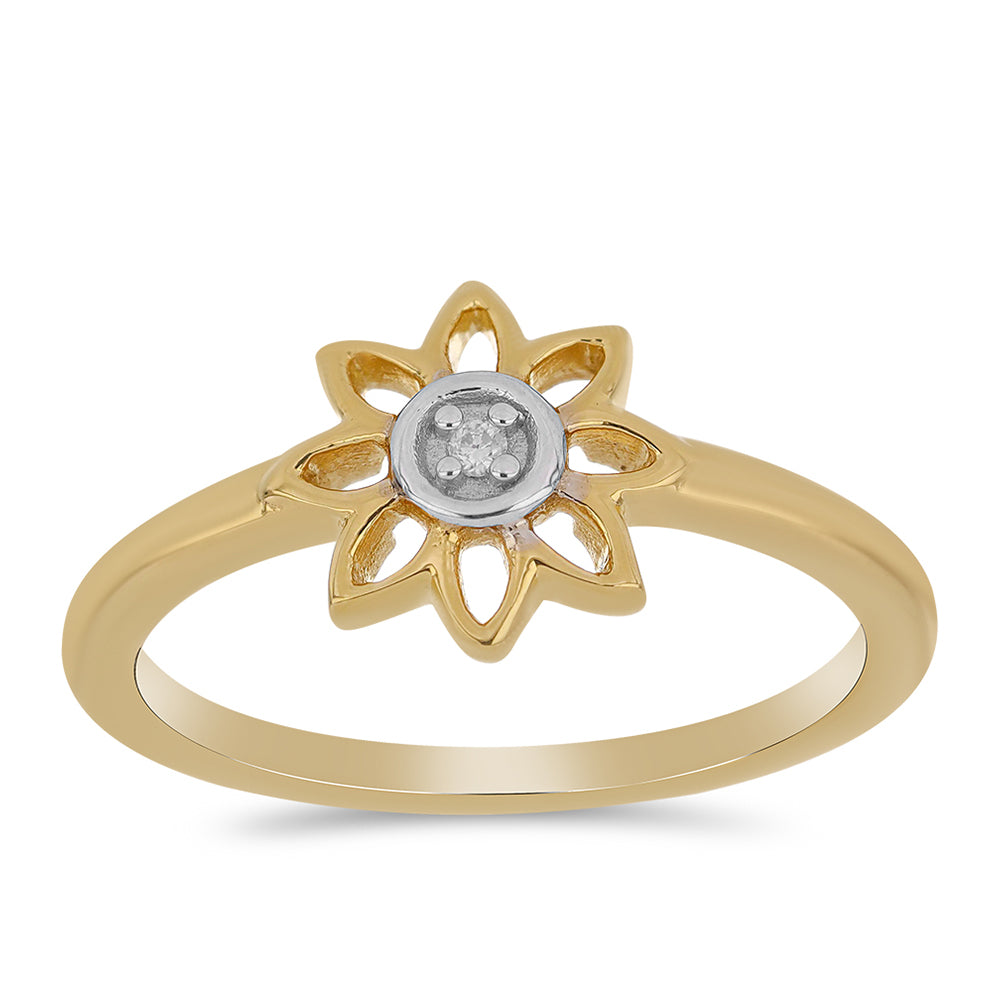 Inel din Argint 925 Placat cu Aur ( 1.9 grame ) cu Diamant Alb 0.01 Carate 3 