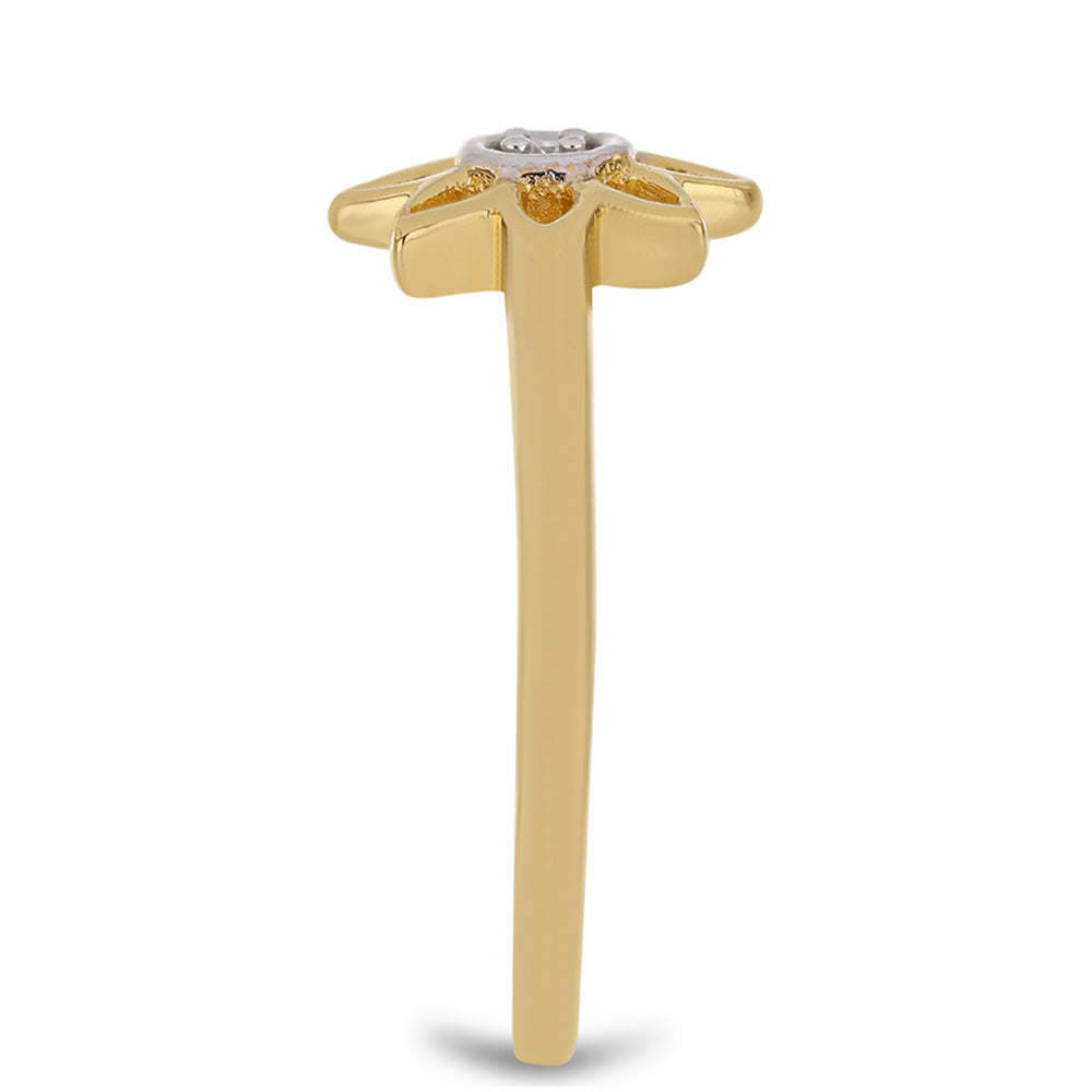 Inel din Argint 925 Placat cu Aur ( 1.9 grame ) cu Diamant Alb 0.01 Carate 4 