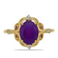 Inel din Argint 925 Placat cu Aur ( 2.58 grame ) cu Agat Violet și Topaz Alb 2.4 Carate