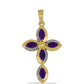 Cruce Pandantiv din Argint 925 Placat cu Aur ( 2.71 grame ) cu Agat Violet și Topaz Alb 1.39 Carate