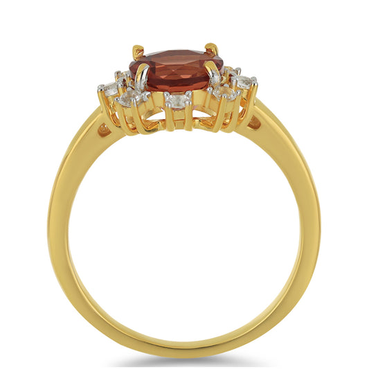 Inel din Argint 925 Placat cu Aur ( 2.81 grame ) cu Andezin și Topaz Alb 2.27 Carate