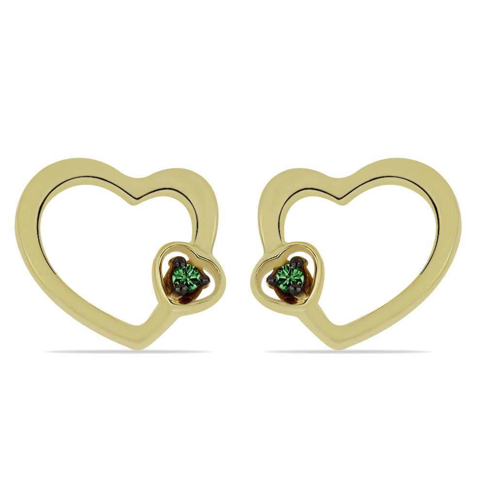 Cercei din Argint 925 Placat cu Aur ( 1.26 grame ) cu Diamant Verde 0.02 Carate 1 