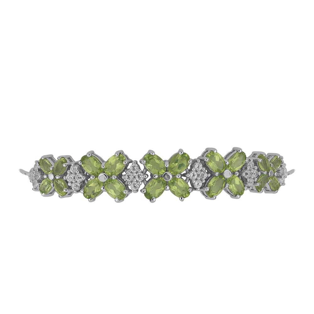 Brățară din Argint 925 ( 9.51 grame ) cu Peridot Changbai și Topaz Alb 8.9 Carate