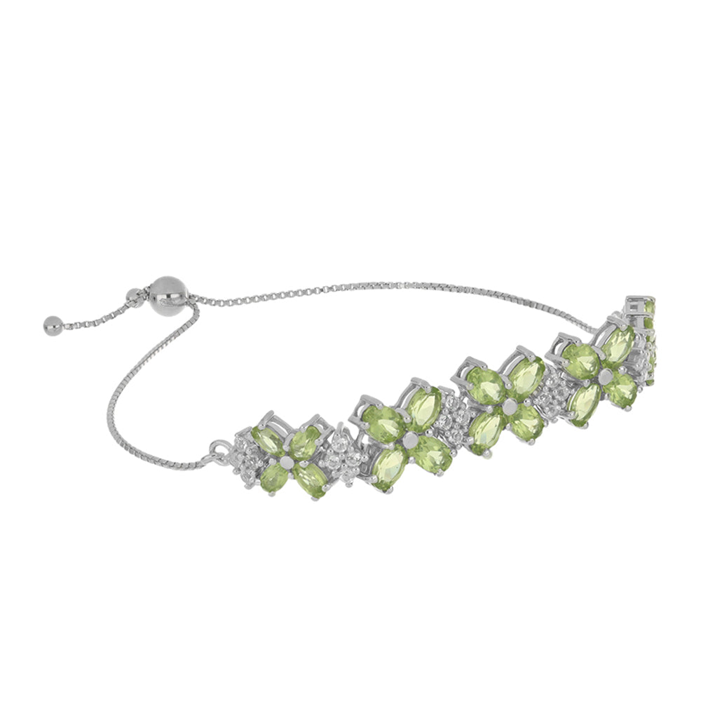 Brățară din Argint 925 ( 9.51 grame ) cu Peridot Changbai și Topaz Alb 8.9 Carate 1 