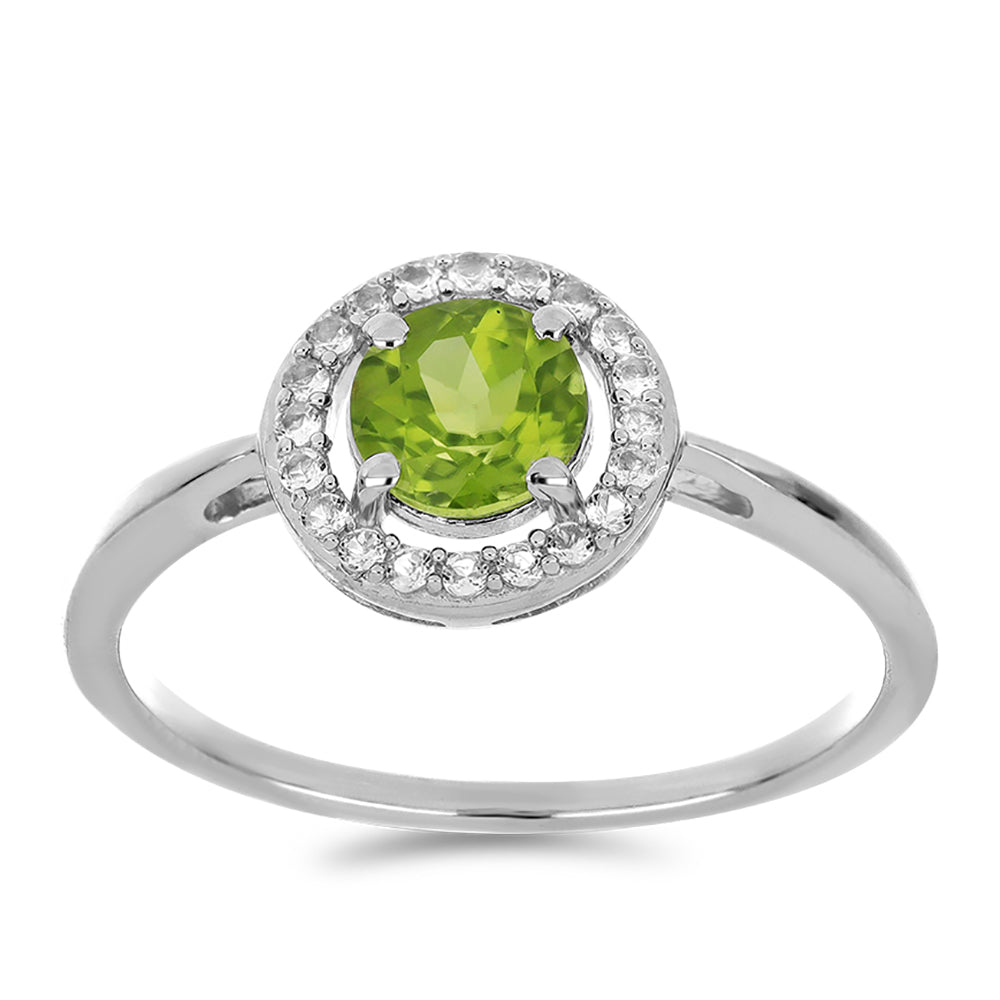 Inel din Argint 925 ( 1.94 grame ) cu Peridot Changbai și Topaz Alb 1.12 Carate 3 