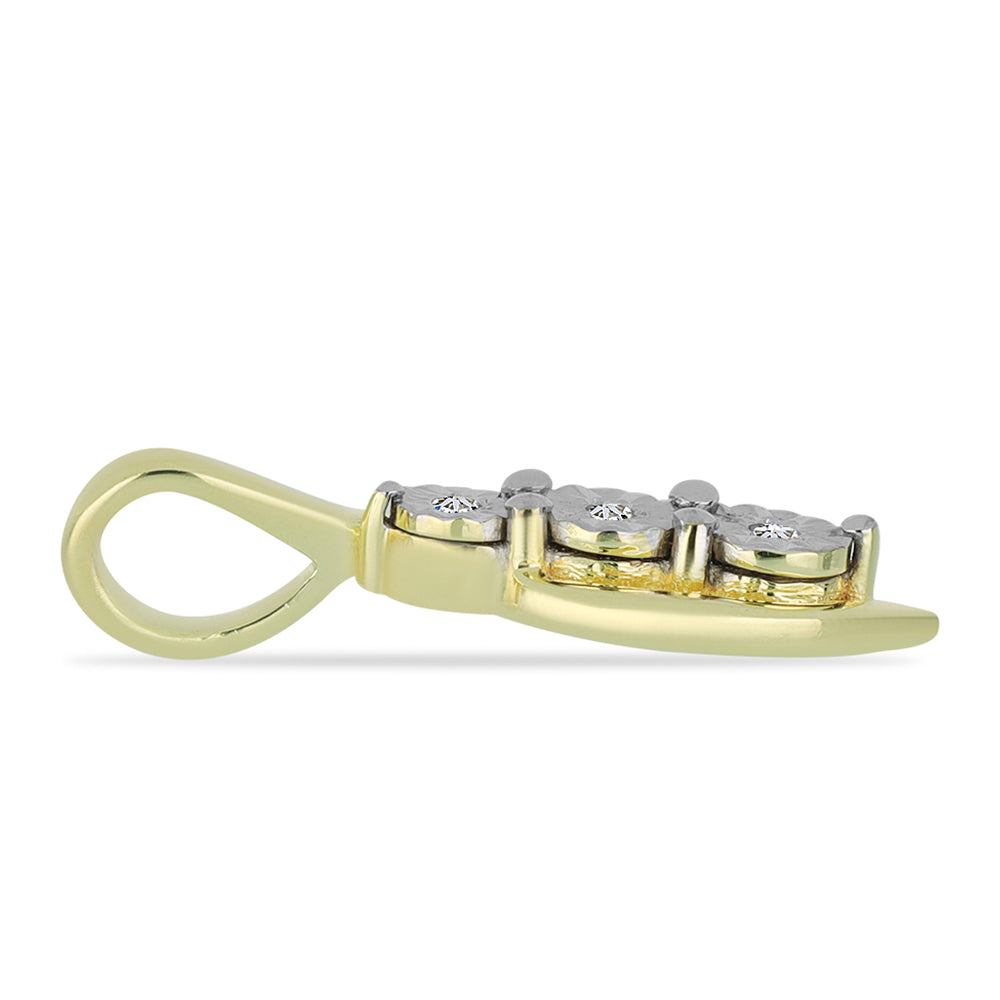 Pandantiv din Argint 925 Placat cu Aur ( 0.96 grame ) cu Diamant Alb 0.02 Carate 2 