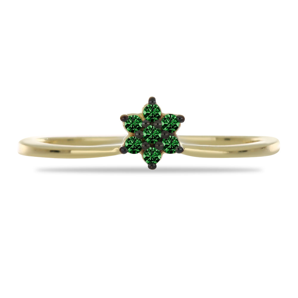 Inel din Argint 925 Placat cu Aur ( 1.38 grame ) cu Diamant Verde 0.1 Carate 1 